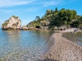 Ã¢â¬ÅIsola BellaÃ¢â¬Â Island of Taormina, Catania, Sicily. Beautiful paradise island in Sicily. Royalty Free Stock Photo